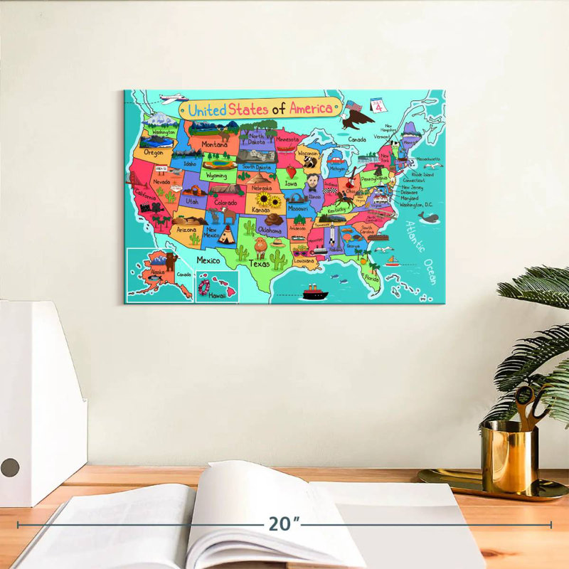 Keiri US State Icons Map, 8" H x 12" W