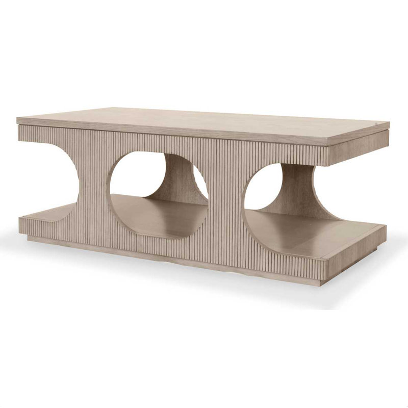 Table basse Manhattan Valley. Finition légère Mappa Burl, Crème
