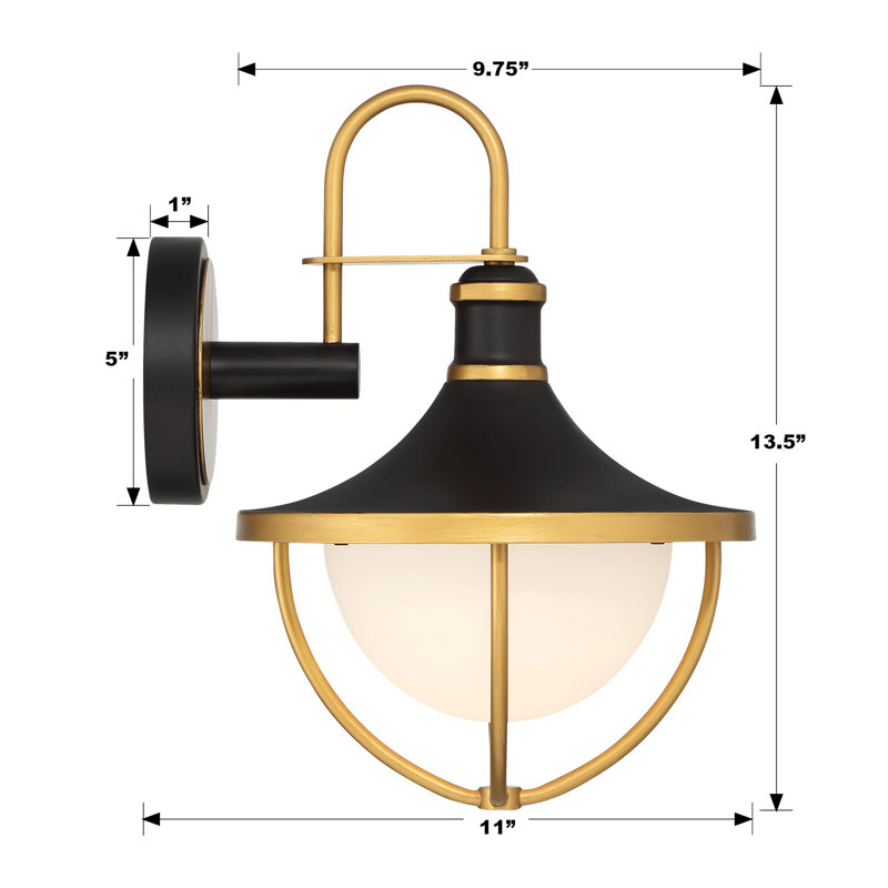 Applique murale en acier Avangeline, H 13,5 po x l 9,75 po x P 11 po