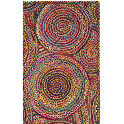 Herzig Geometric Handmade Flatweave Jut/Sisal/Cotton Red/Multi Area Rug Area Rug