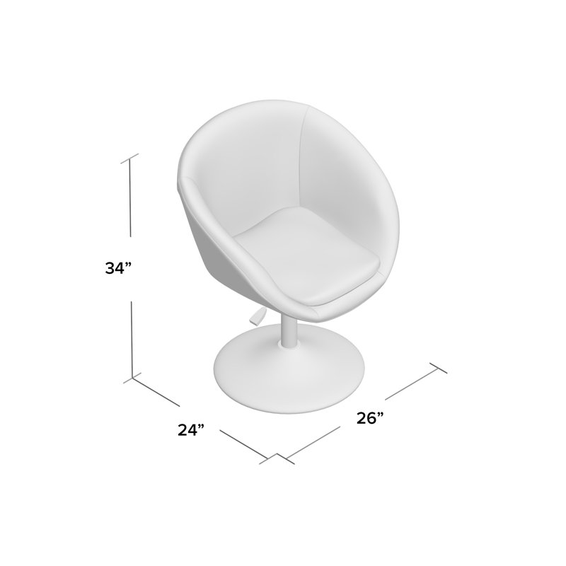 Fauteuil demi-tonneau pivotant de 26 po Helmuth, Laine rouge
