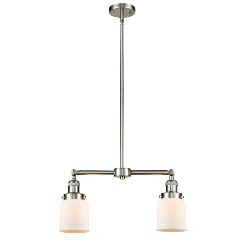 Bell - 2 Light 21" Island Light, No Bulb Included, Brushed Satin Nickel, Matte White Cased