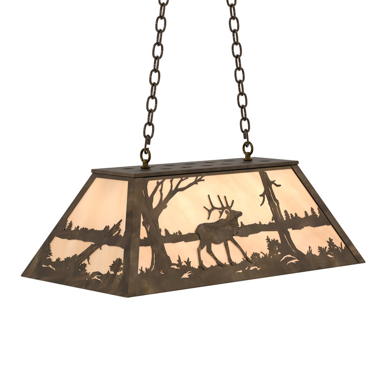 6 - Light Pendant, Antique Copper, Glass, Beige