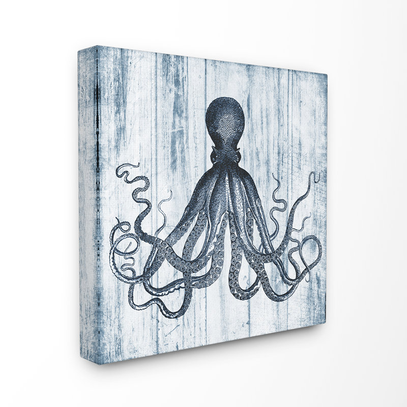 «Distress Octopus Ocean Animal Illustration», impression, Toile tendue, H 17 po x l 17 po