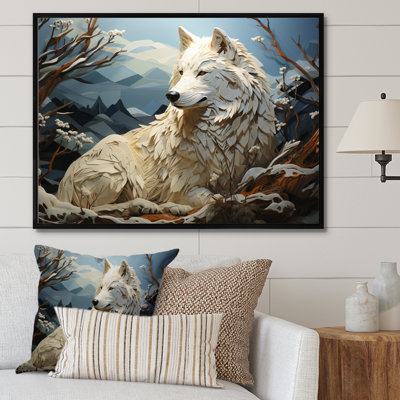 «Wolf Watch In Winter Patchwork II», reproduction d'art sur toile