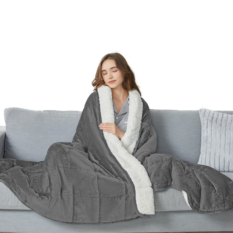 Jeté en flanelle, Gris foncé, L 60 po x L 80 po, 20 lb