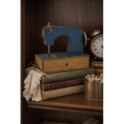 Tableau de note de machine à coudre rétro - Porte-mémo décoratif en métal avec base de tiroir