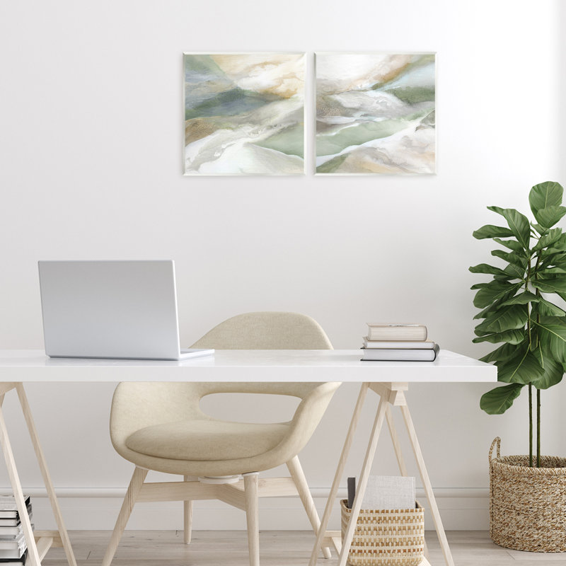 Ensemble de 2 plaques murales Serene Misty Valley Abstraction, design par Carol Robinson