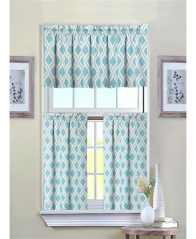 Larrabee Geometric Tailored 60'' W Kitchen Curtain in