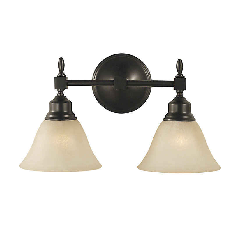Éclairage pour meuble-lavabo 2 lumières Landgraf, Champagne, Bronze acajou