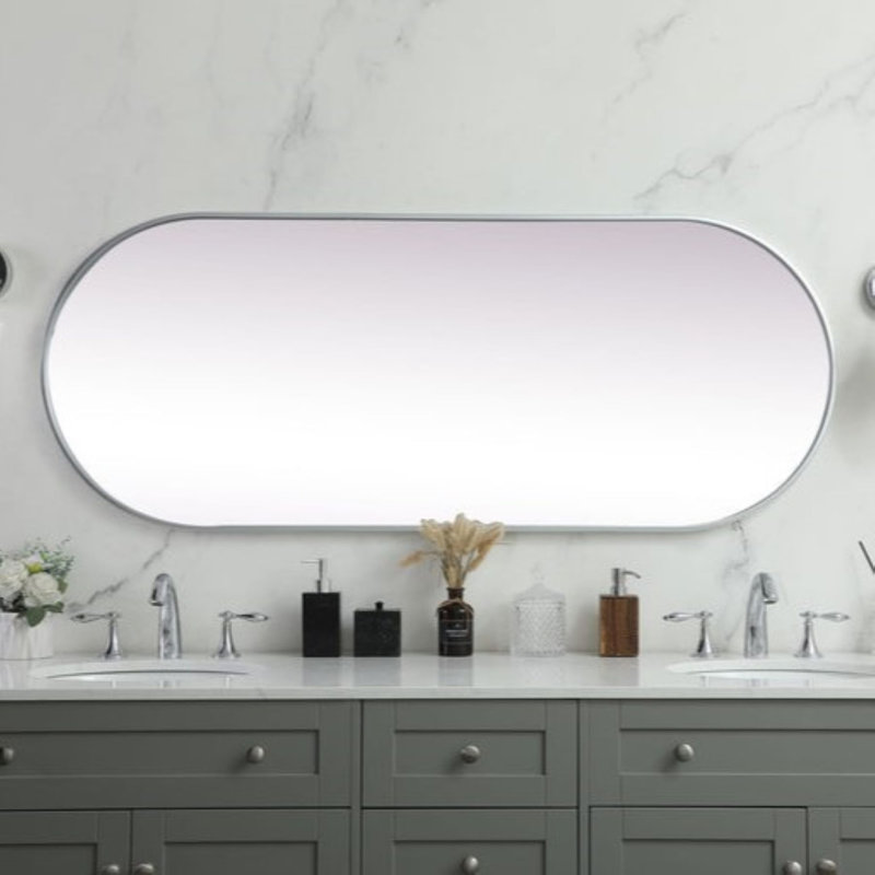 Miroir mural Elington, 60 po x 24 po , Argent