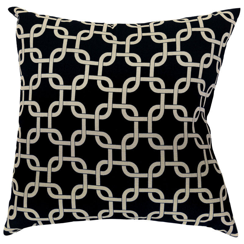 Links Geometric Cotton Reversible Throw Pillow, 20" x 20", Black
