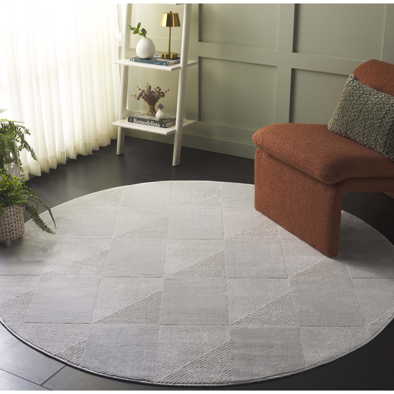 Edveh 100 Performance Geometric Rug, Round 6'3"