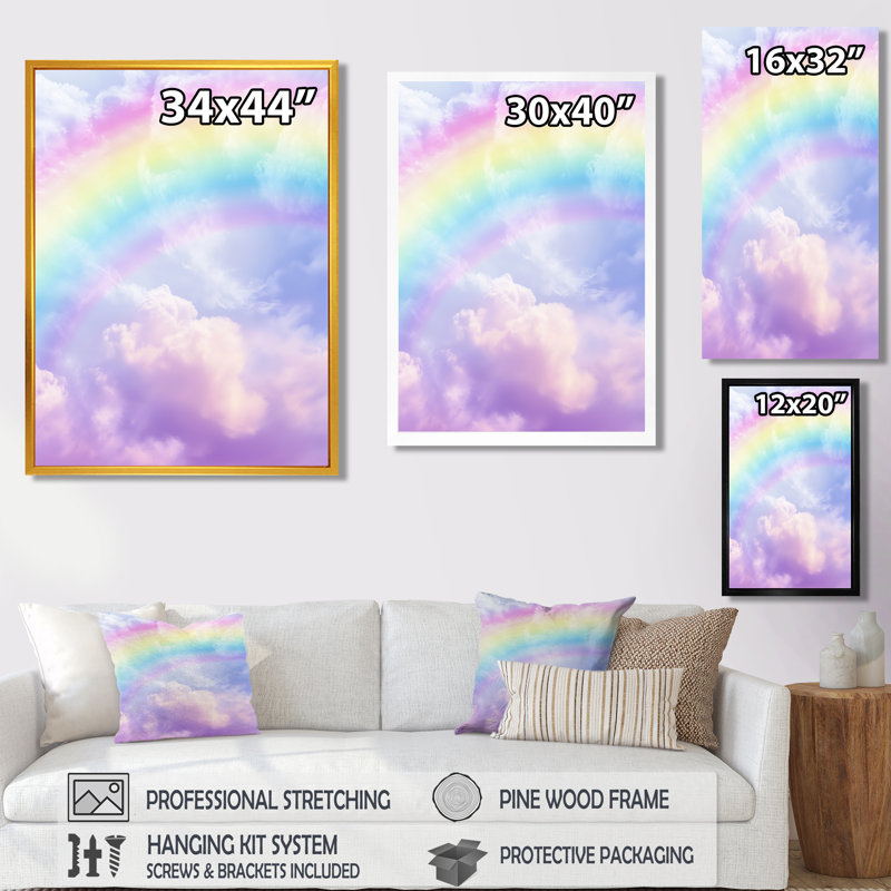 Pastelmulti Arc-en-ciel pastel doux - Tableau encadré, H 44 po x l 34 po, White Picture Framed