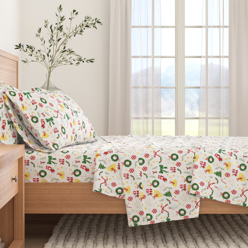 Ensemble de draps 100% flanelle de coton, Double avec 2 taies d'oreiller, Nutcracker
