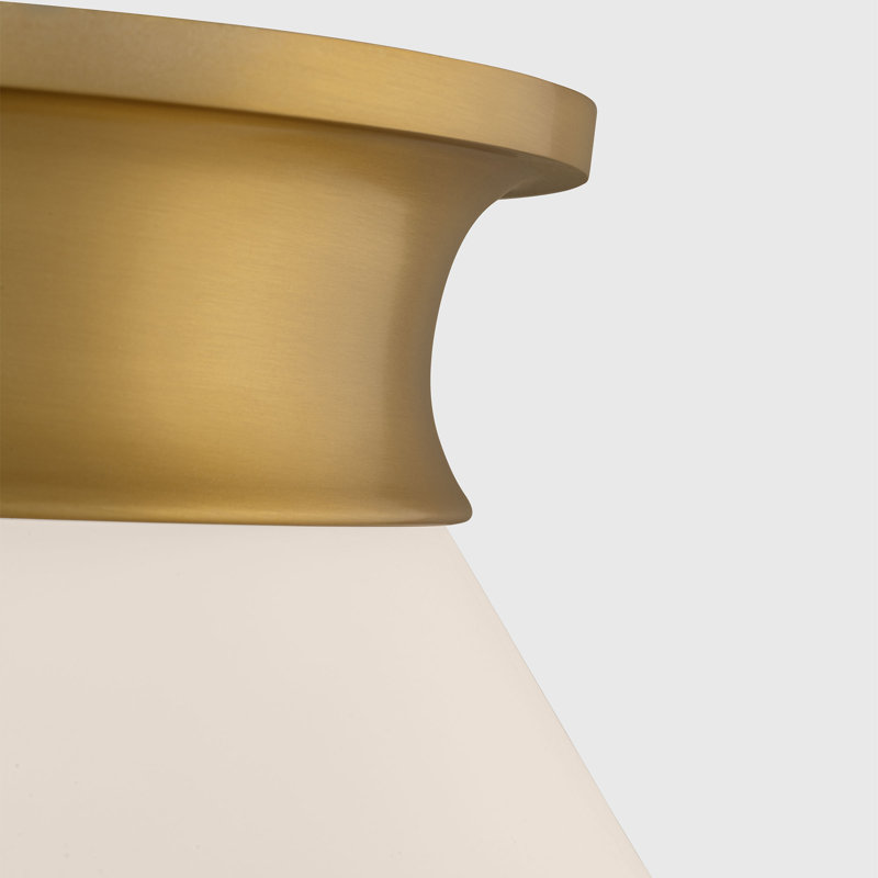 Wadsworth Etched Glass Shade Flush Mount, Burnished Brass