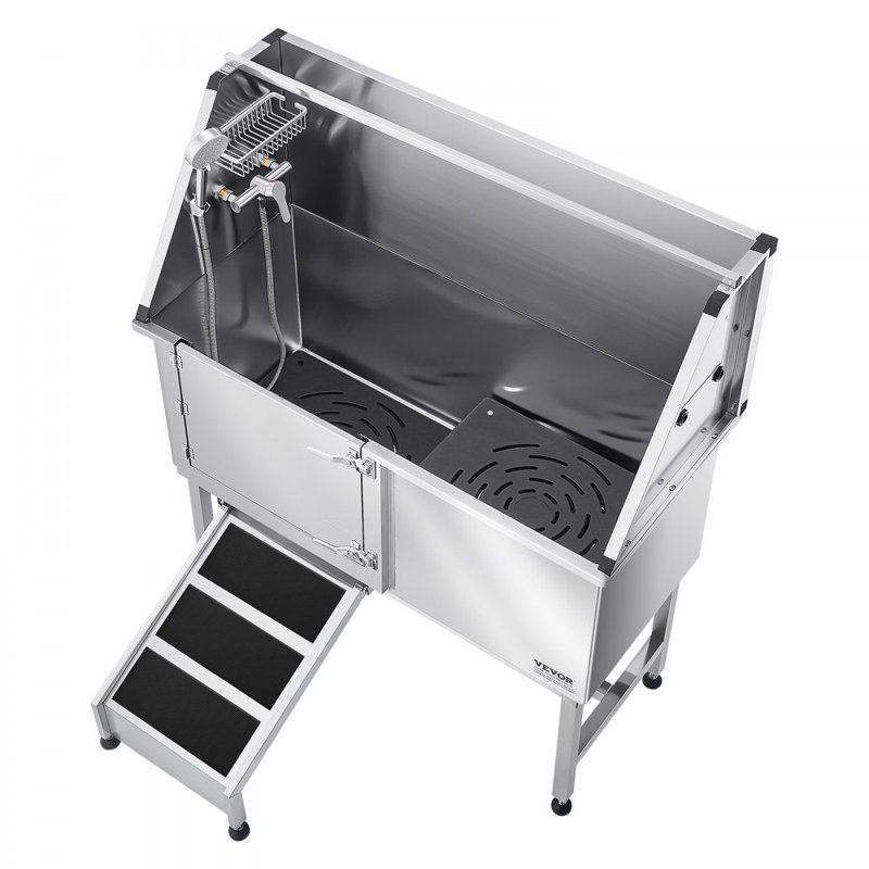 149.1cm H x 127cm W x 57.9cm D Stainless Steel Dog Grooming Tub