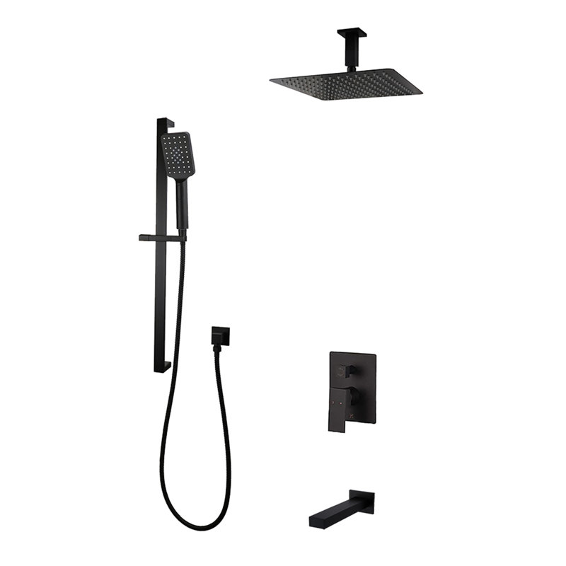 Système de douche à 3 voies avec fixation au plafond Madison, Noir mat