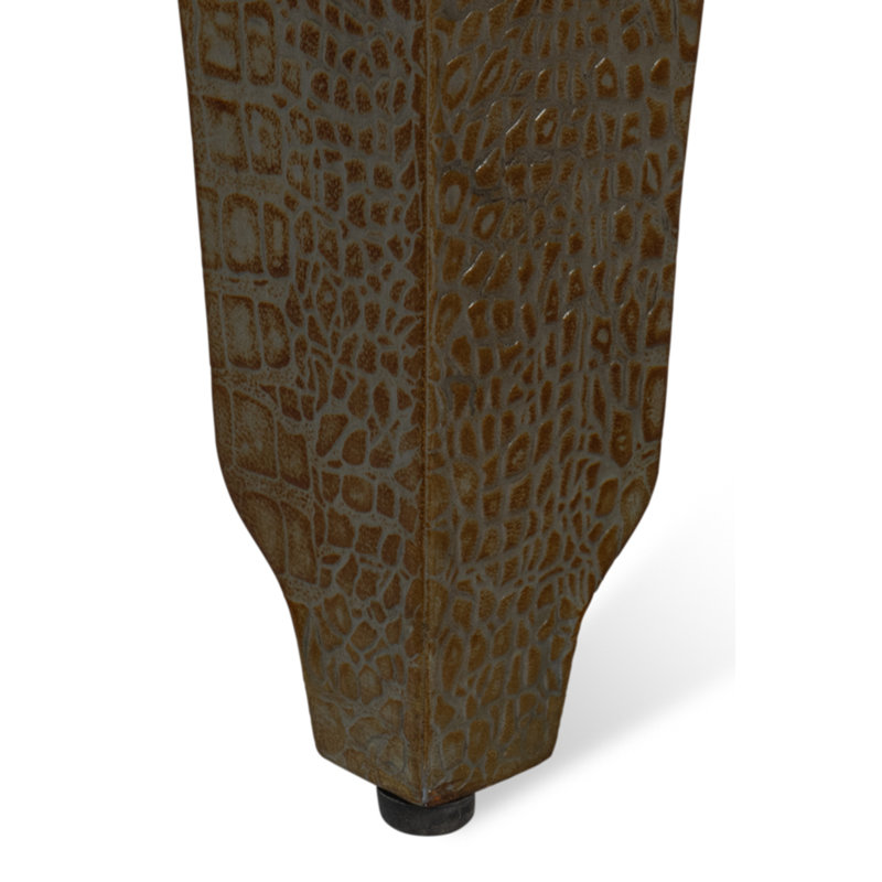 Shagreen Leather Stool, Antique Green