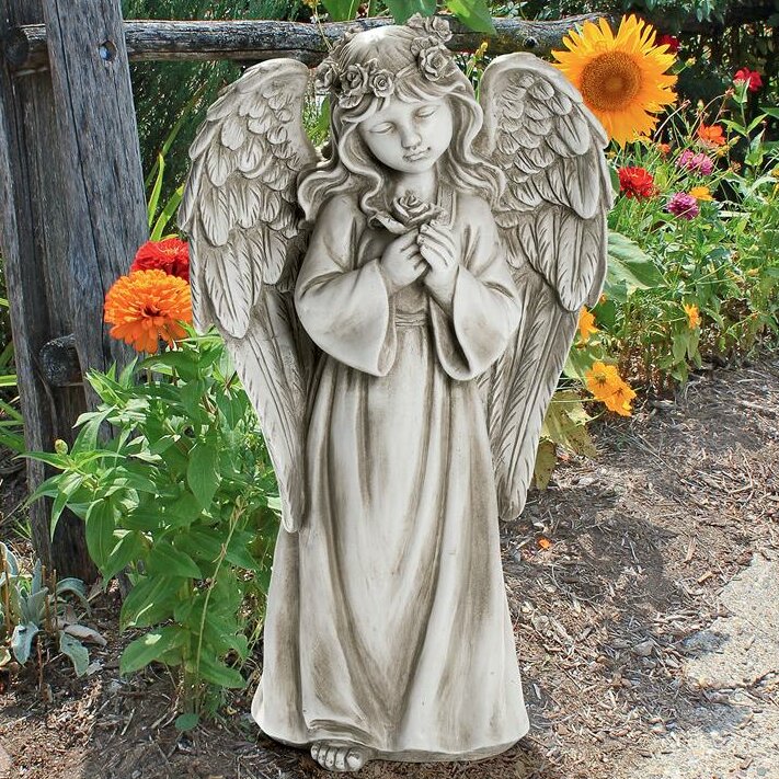 Design Toscano Divine Messenger Memorial Garden Angel Statue & Reviews ...