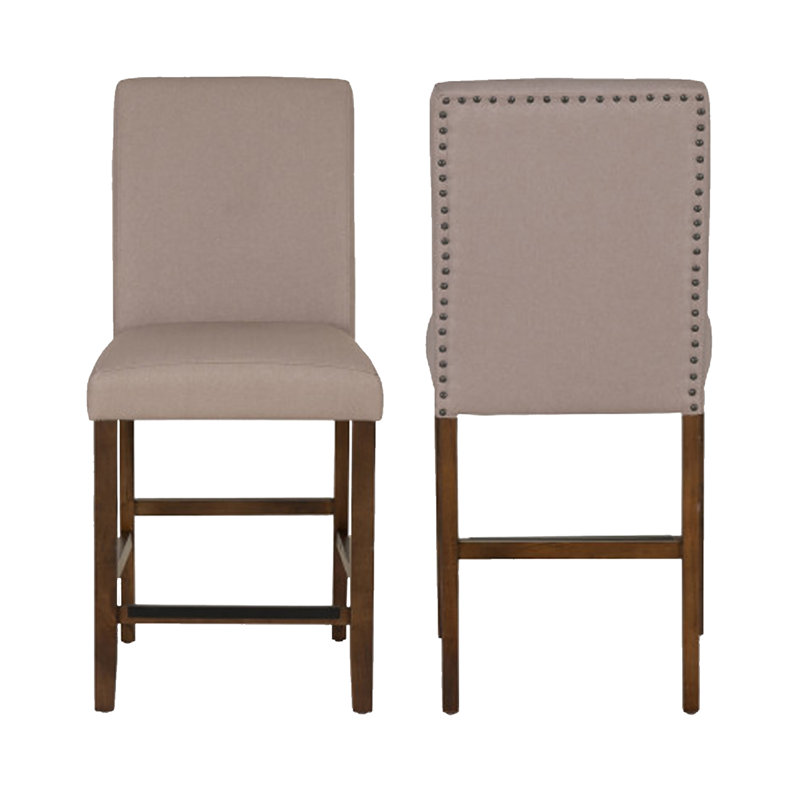 Barneveld Upholstered Counter Stool, Beige/Brown Frame