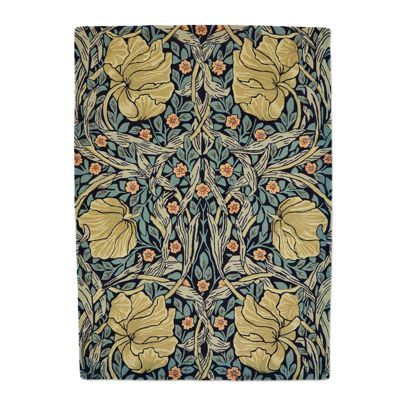 Handmade Wool Floral Area Rug, Rectangle 9' x 12'