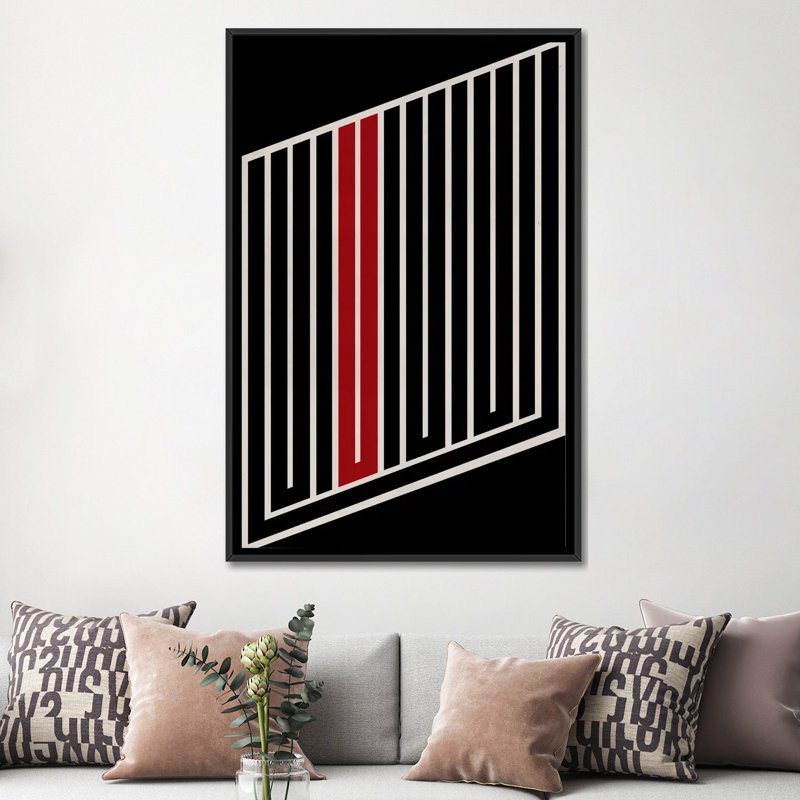 Albree Modern Maze, impression sur toile, H 60 po x l 40po x P 1,5 po, Toile avec cadre flottant noir, Pas de tapis