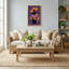 Plantes et fleurs, silhouette florale abstraite, fond mauve