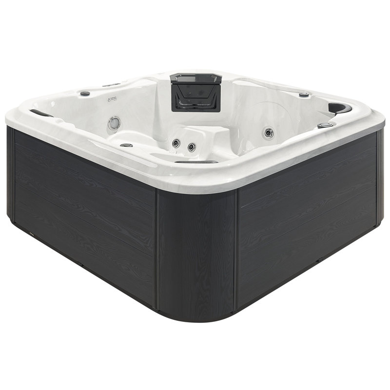 Freeport Park Crisler 230V 28 - Jet Acrylic Square Hot Tub with Ozonator, White, Grey