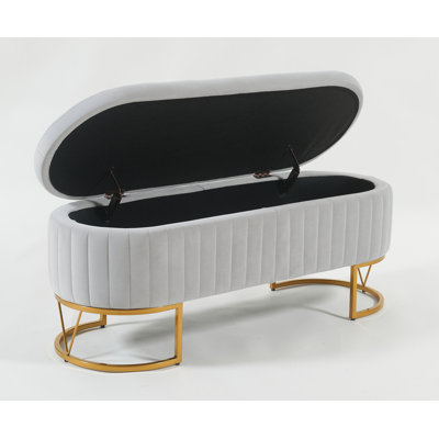 Luxurious Velvet Upholstered Storage Bench with Lift-Top Lid, Ideal for Modern and Contemporary Home Decor. by Latitude Run