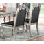 7 pièces de salle à manger classique: table rectangulaire avec 6 chaises rembourrées, argent / gris, finition en bois d'hévéa de style rétro argent / gris et chaises d'appoint