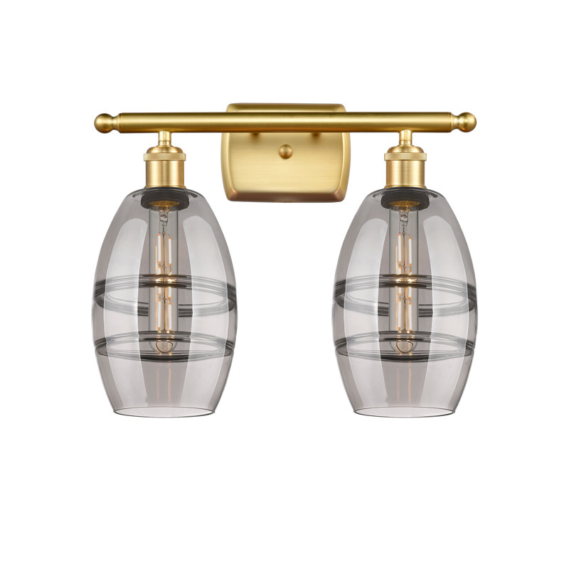 Éclairage pour meuble-lavabo à 2 lumières 16 po Ballston Bettylou, Gris fumée clair, Or satiné