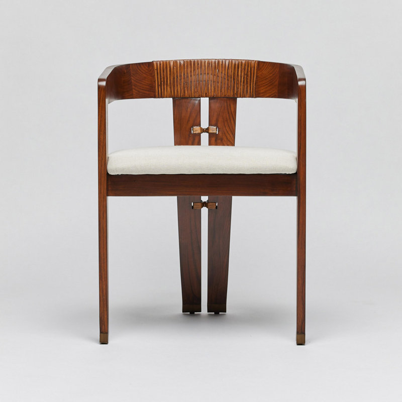 Maryl III Upholstered Arm Chair, Sisal Weave, Chestnut