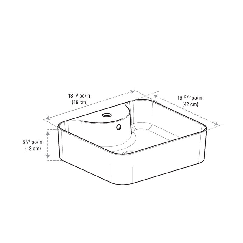 Lavabo de salle de bain carré en polymarbre avec trop-plein