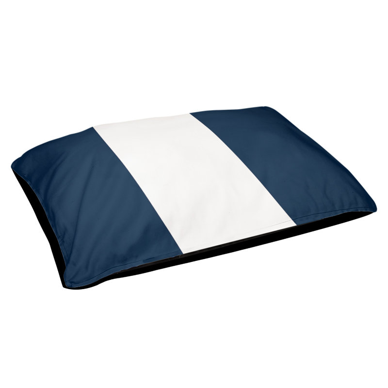Coral Fleece Pet Bed, Large (40" L x 50" W), Navy/White