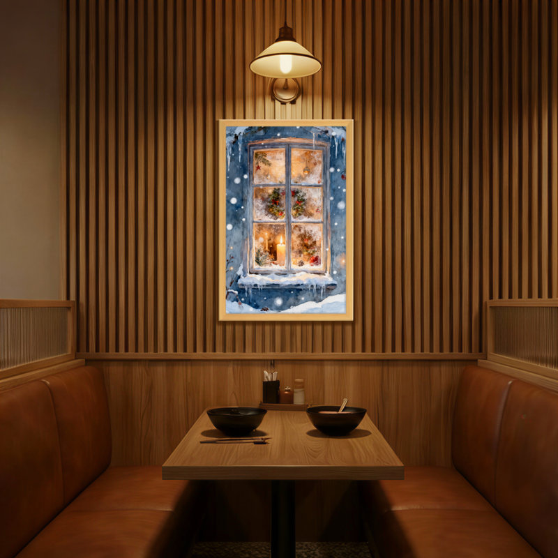 Scène décorative de Noël avec fenêtre de Noël, H 18 po x l 12 po