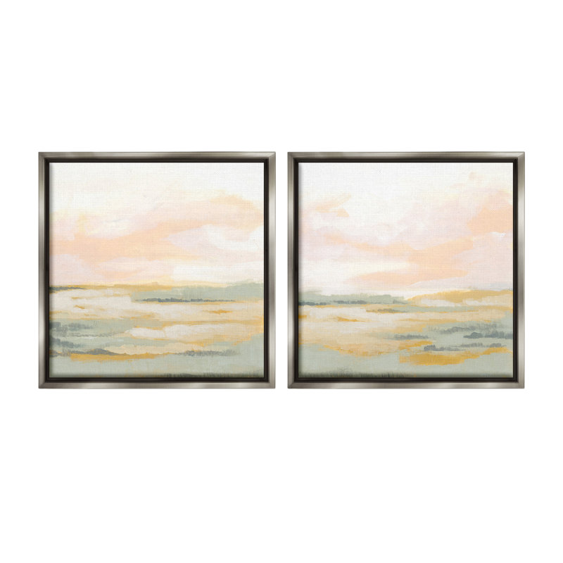 "Sunrise Sky Abstraction" par June Erica Vess, 2 pièces sur toile, Cadre flottant gris lustré, H 18 po x l 18 po