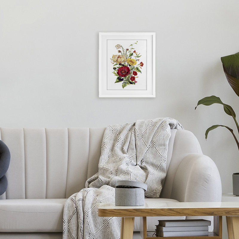 «Bundle Of Wild Florals», reproduction sous verre encadrée, design par lettré et doublé, H 16 po x l 13 po