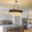 31.4" Modern Black Oval Crystal Chandelier, E14 Base (Bulb Not Included)