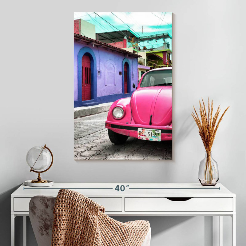 Voiture coccinelle Mehar rose, H 30 po x l 20 po