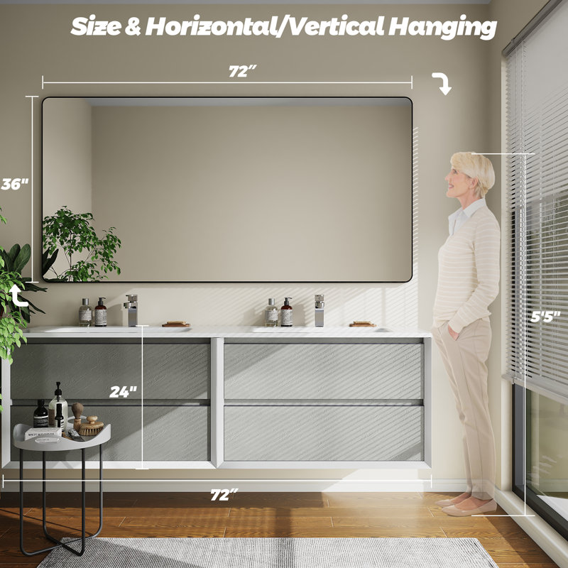 Lesamuel Aluminum Frame Wall Mirror, 36" x 72"