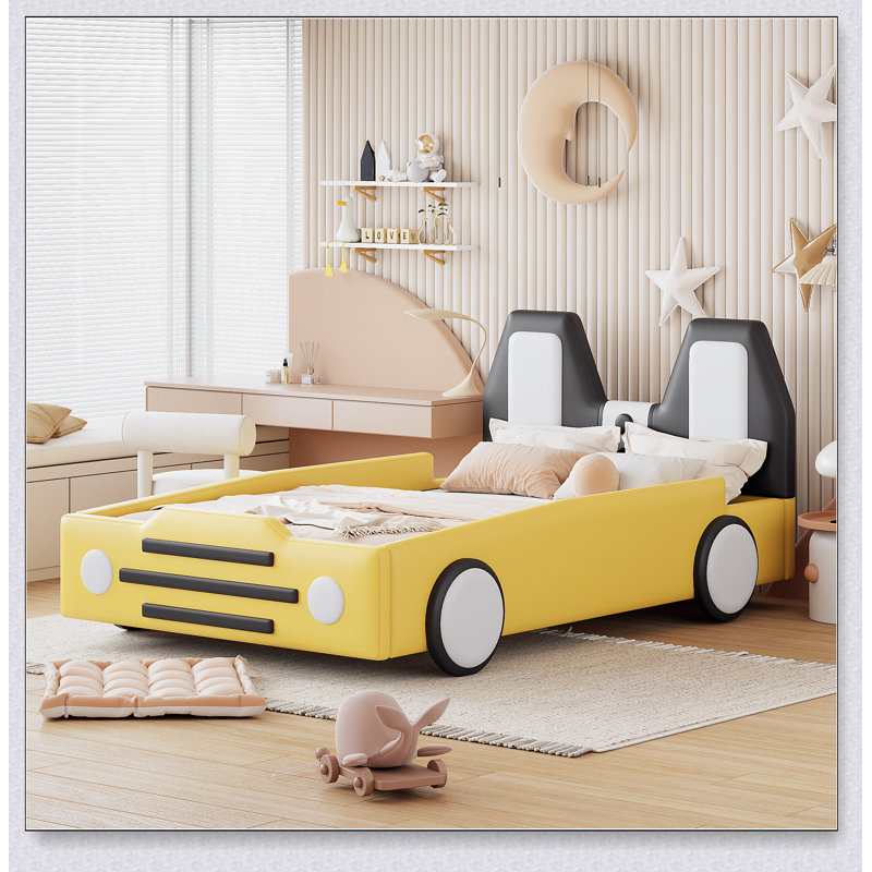 Lit plateforme avec roulettes Race, Jaune