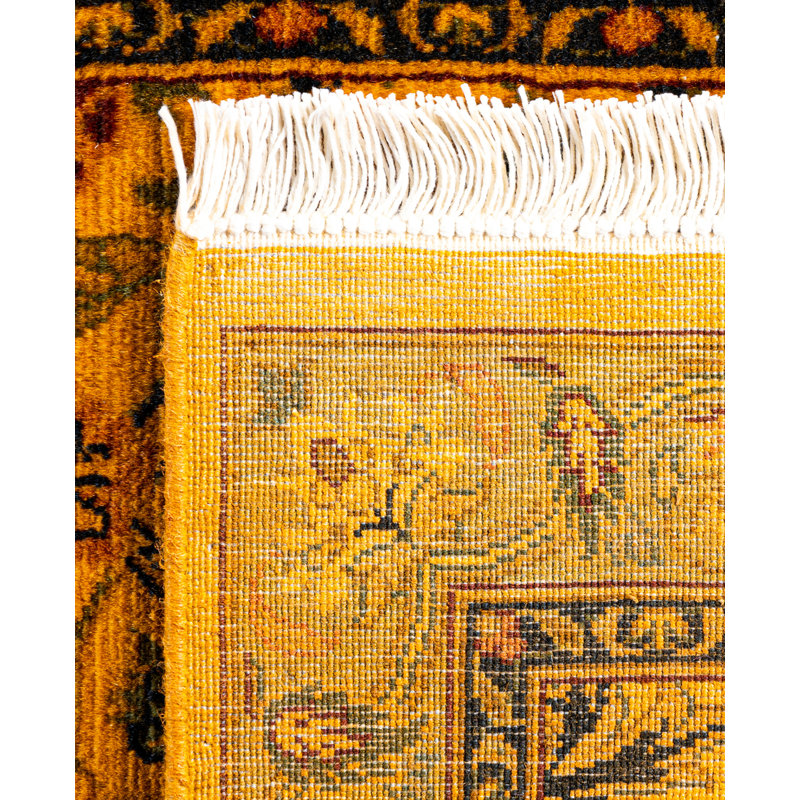 Tapis de couloir jaune en laine noué à la main Caylor 2 pi 0 po x 6 pi 8 po Caylor