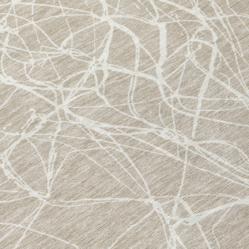 Tapis moderne intérieur / extérieur lavable à la machine ACN2826, Beige, 3 pi x 5 pi