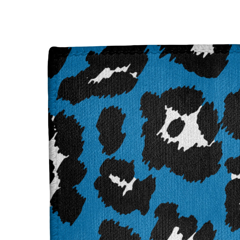 Tapis bleu / noir / blanc à imprimé animal, Rectangle 3 pi x 5 pi