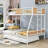 Metal Twin Over Full Bunk Bed With Twin Trundle And Safety Guardrails,Anti-Noise Design-1095718224