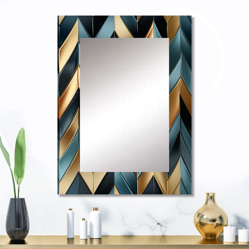 Métallique Chevron Elegance Patter - miroir à chevron, miroir mural unique Glam, impression d'art en métal, 32 po x 24 po