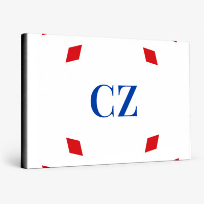 Czech Republic World Flag Luxury Diamond Monogram — Red White Blue — Canvas Wall Art