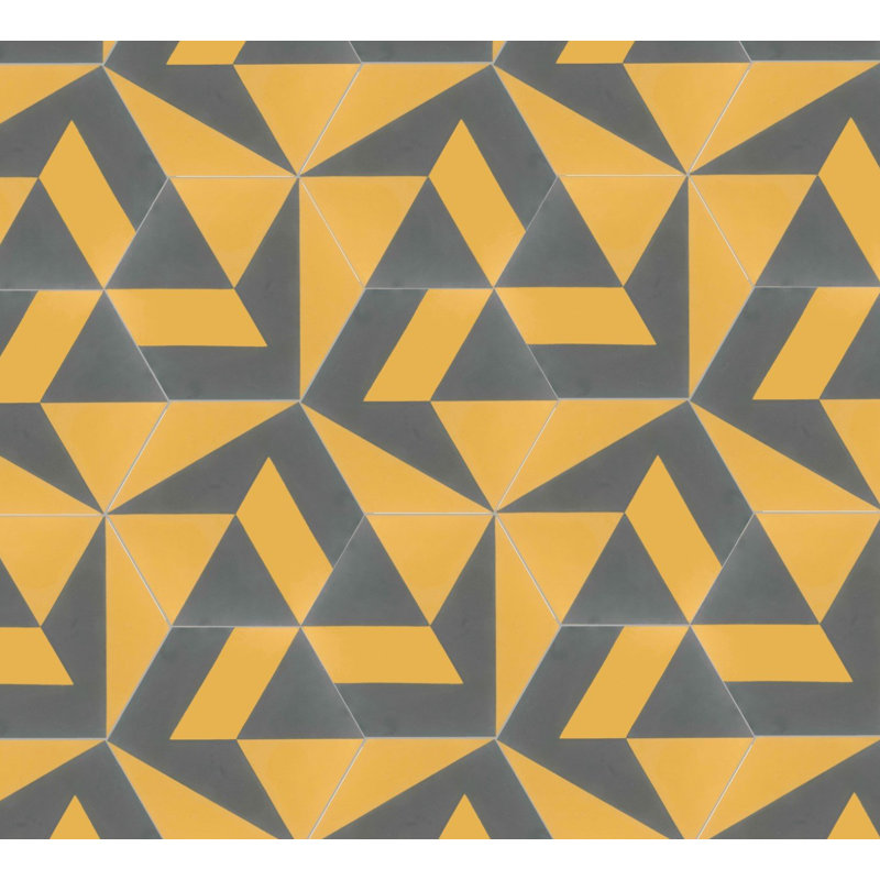 Polygonal by Jim Isermann 8" x 9" Cement Wall & Floor Tile, Citrine