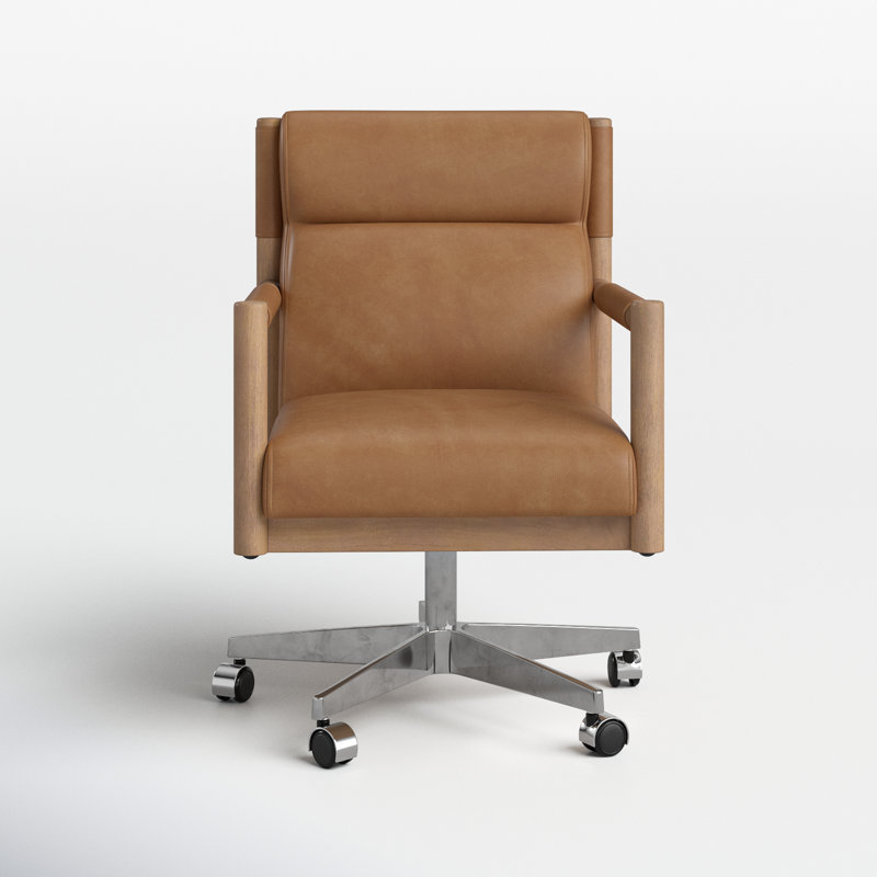 Finn Genuine Leather Conference Chair, Light Brown Genuine Leather